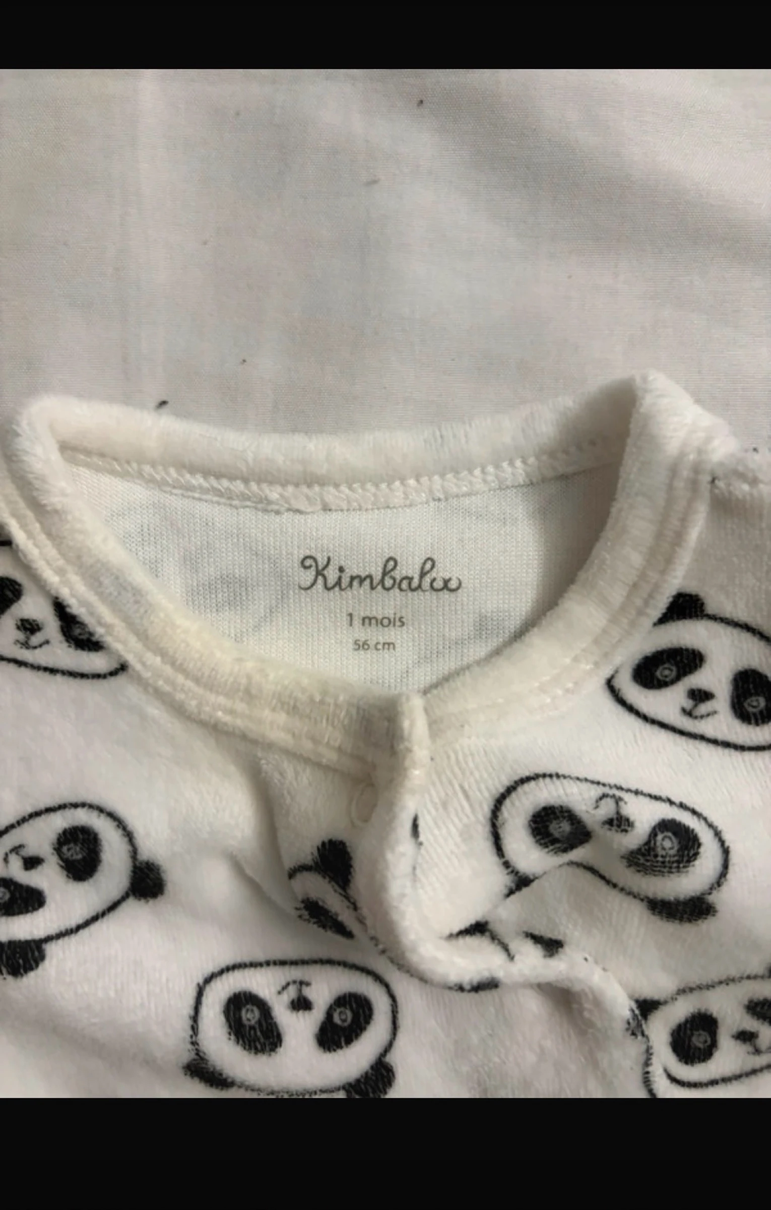Lot of 3 baby pajamas 1 month / 56 cm - super soft velvet🐼🌸 – photo 7